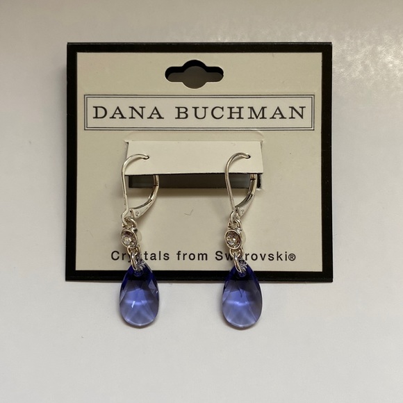 Dana Buchman Jewelry - NWT Dana Buchman Dangle Swarovski Crystal Earrings Silver and Purple